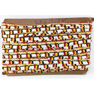 32 Yds LOOP FRINGE Trim Upholstery CRAFT PILLOW Red Yelow Black White Cotton D40